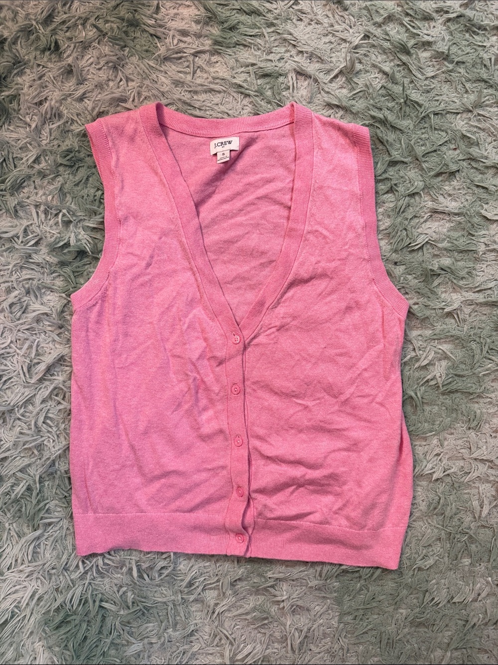 J. Crew Pink Button-Front Sleeveless Knit Tank